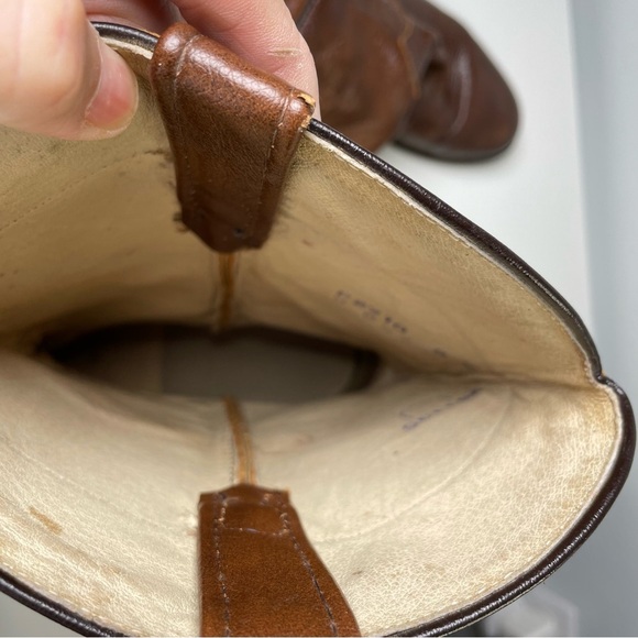 Dan Post Roper Leather Cowboy Western Boots Brown Pull On Style Mens 9M - Picture 3 of 15